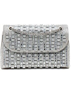 Women's Rhinestone Evening Silver Clutch Purse with Crystal Sparkling Formal